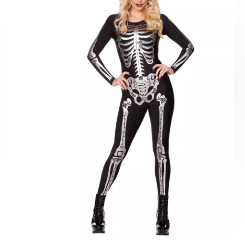 Spirit Halloween skeleton catsuit. Sz. Small